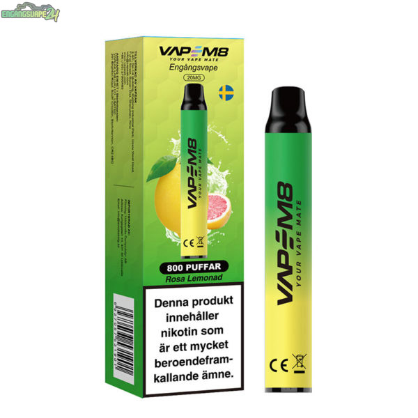 VapeM8-VM800-engangs-vape-20mg-rosa-lemonad