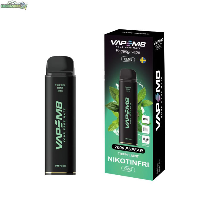 VapeM8-VM7000-engangs-vape-nikotinfri-Trippel-Mint