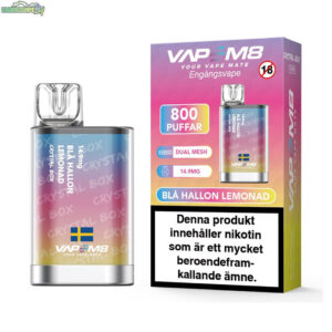 VapeM8 Crystal Box Dual Mesh - Blå Hallon Lemonad 14.9mg 800 Puffar