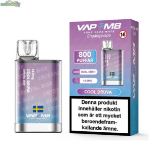 VapeM8 Crystal Box Dual Mesh - Cool Druva 14.9mg 800 Puffar