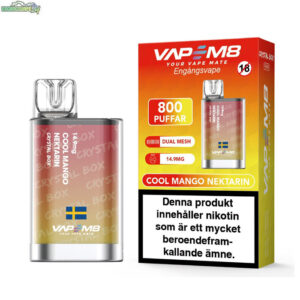 VapeM8 Crystal Box Dual Mesh - Cool Mango Nektarin 14.9mg 800 Puffar