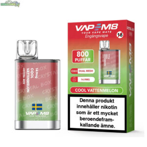VapeM8 Crystal Box Dual Mesh - Cool Vattenmelon 14.9mg 800 Puffar