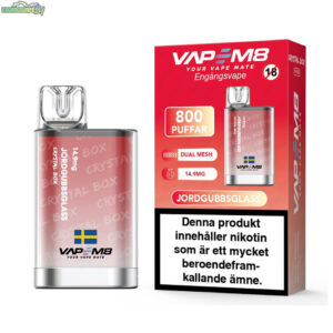 VapeM8 Crystal Box Dual Mesh - Jordgubbsglass 14.9mg 800 Puffar