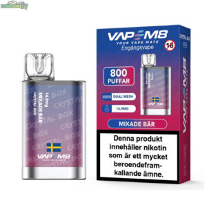 VapeM8 Crystal Box Dual Mesh - Mixade Bär 14.9mg 800 Puffar