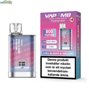 VapeM8 Crystal Box Dual Mesh - Sura Blåbär & Hallon 14.9mg 800 Puffar