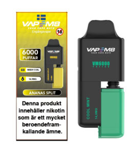 VapeM8 VM6000 engångsvape med 6000 puffar 14mg nikotin