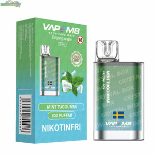 VapeM8 Crystal Box - Mint Tuggummi Nikotinfri 800 Puffar