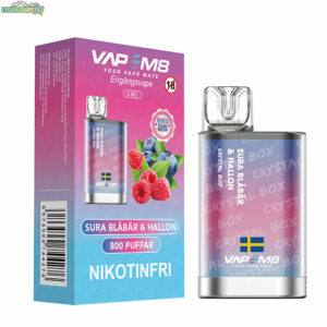 VapeM8 Crystal Box - Sura Blåbär & Hallon Nikotinfri 800 Puffar