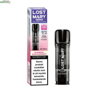 Lost Mary Tappo Air 2x Smakpod 20mg - Blueberry Sour Raspberry 1000 Puffar