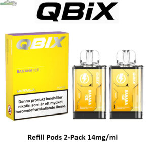 QBIX Smakpod 14mg Banana Ice 600 Puffar (2-Pack)