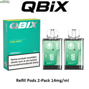 QBIX Smakpod 14mg Cool Mint 600 Puffar (2-Pack)