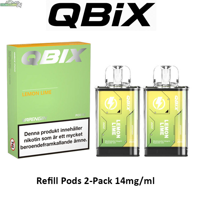 QBIX-Refill-pod-2-pack-14mg-Lemon-Lime- QBIX Smakpod 14mg Lemon Lime 600 Puffar (2-Pack)