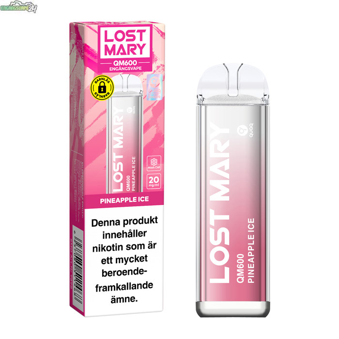 Lost-Mary-QM600-20mg-vape-pineapple-ice Lost Mary QM600 - Pineapple Ice 20mg 600 Puffar