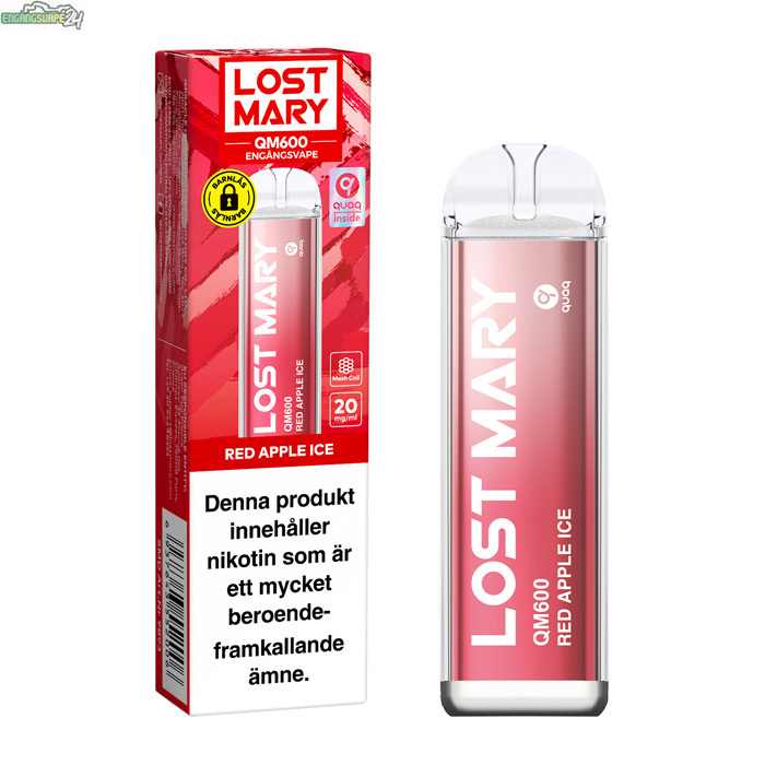 Lost-Mary-QM600-20mg-vape-red-apple-ice Lost Mary QM600 - Red Apple Ice 20mg 600 Puffar