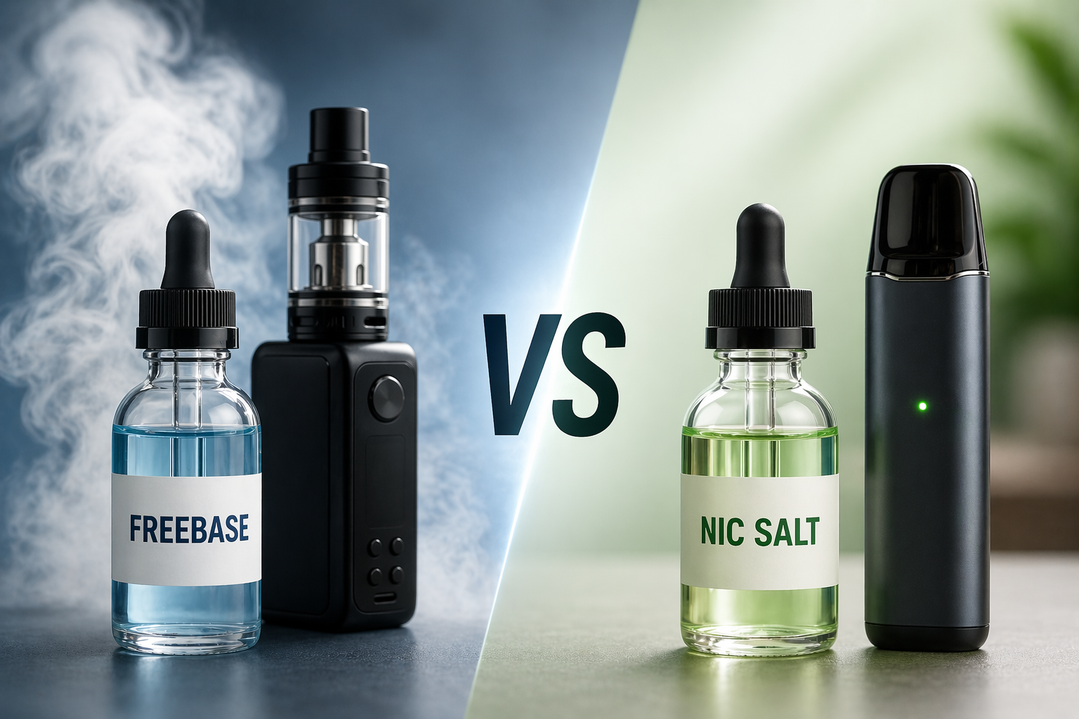 Hur skiljer sig e-juicer med fria baser från nikotinsalt?