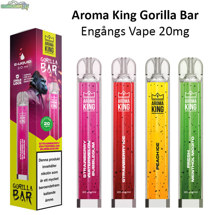 Aroma-King-Gorilla-Bar-Engangs-Vape-20mg engångsvape24.se