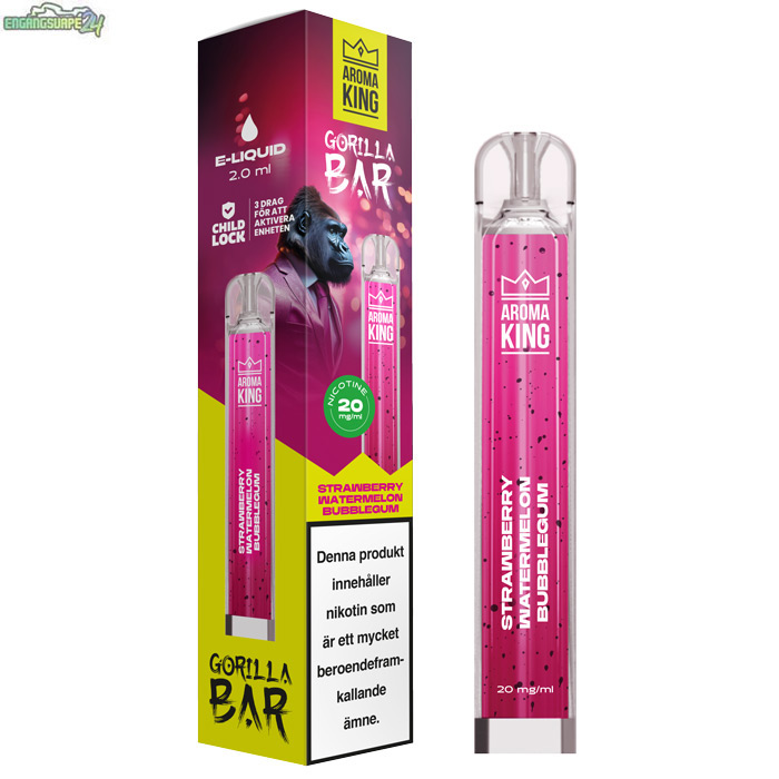 Aroma King Gorilla Strawberry Watermelon Bubblegum 20mg 800 Puffar